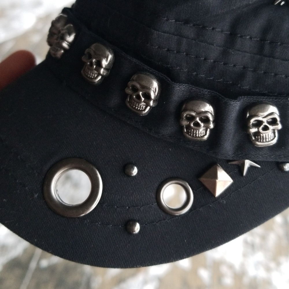 1 LEFT FLAT SKULL HAT BLACK - Picture 7 of 8